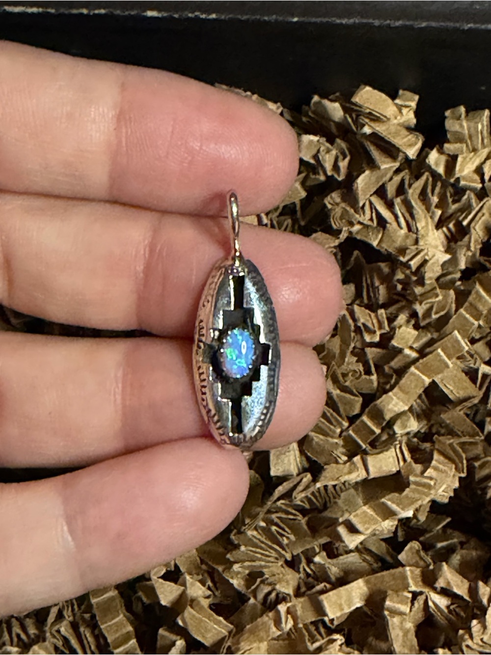Sterling Silver Opal Blue Pendant Necklace - Elegant Women's Jewelry